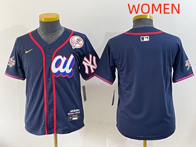 Women 2025 New York Yankees Blank Drak Blue All star Blank Blue Nike MLB Jersey style 2